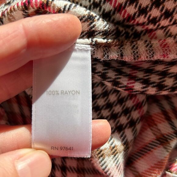 J.Jill Glen Plaid Ruffled Button-Front Blouse Small Petite Long Sleeve - Picture 8 of 10